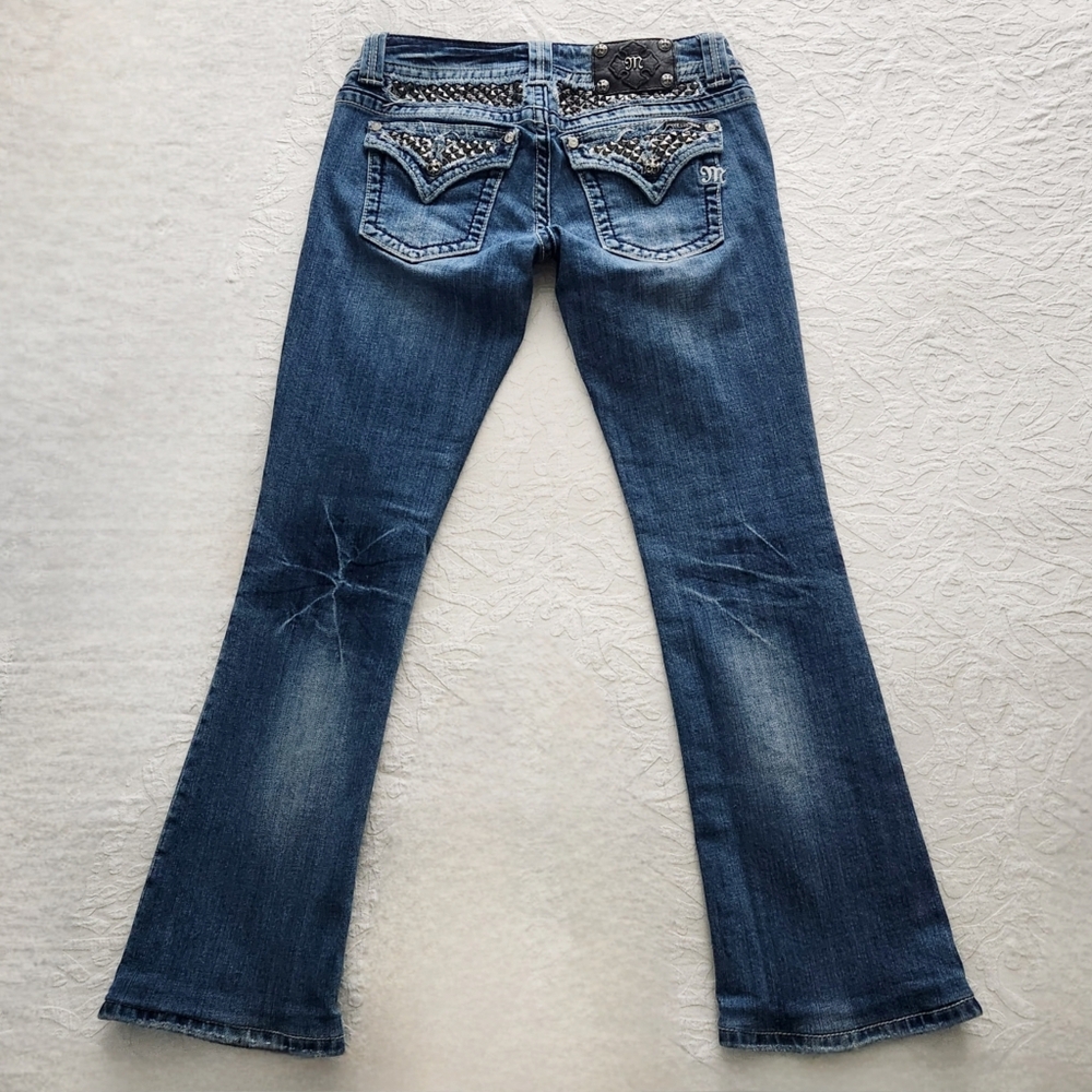 Miss Me Boot / Kick Flare Ankle Jeans With Studs & Contrast Stitching, Size 28 - Picture 7 of 16